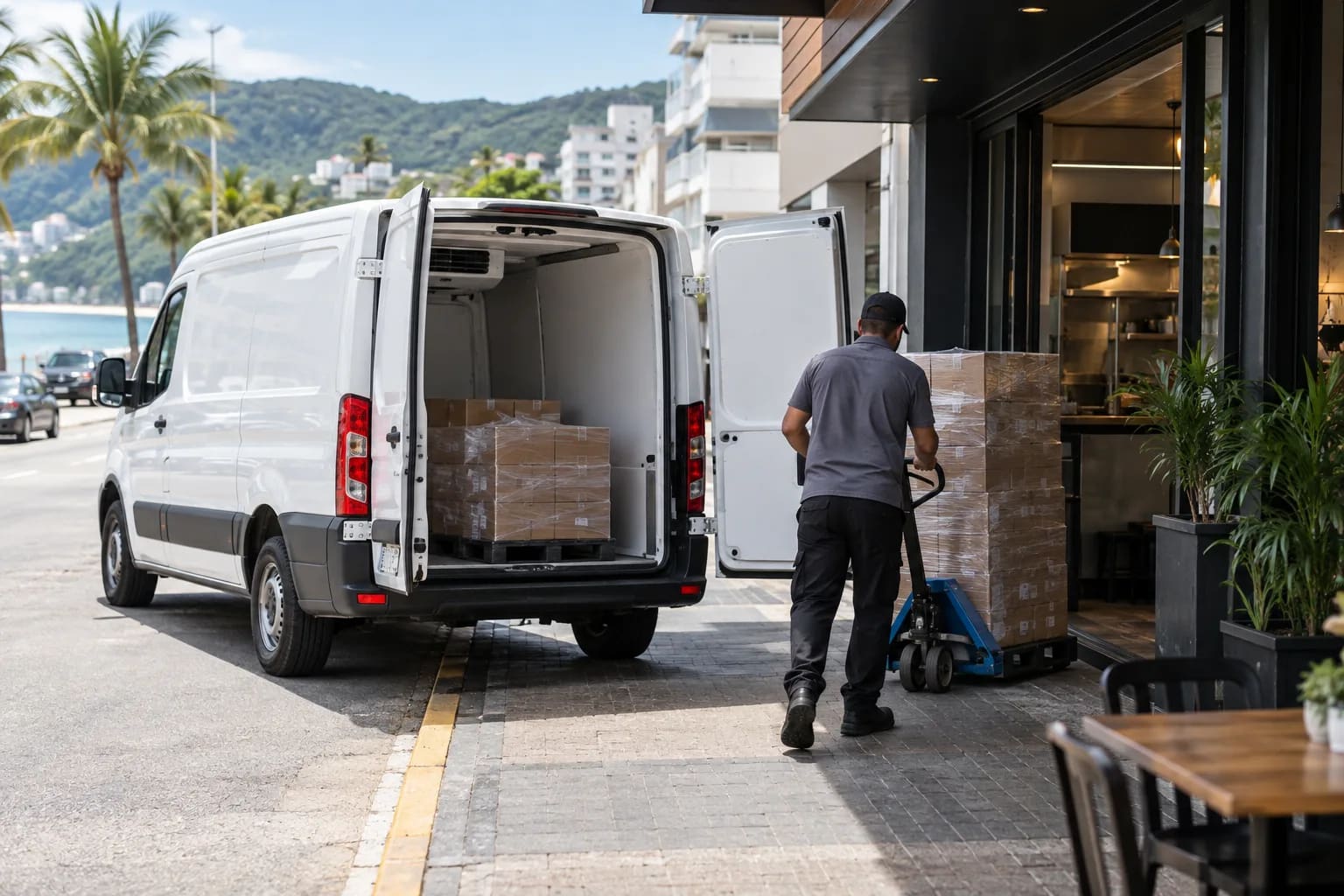 Entrega de alimentos em um estabelecimento