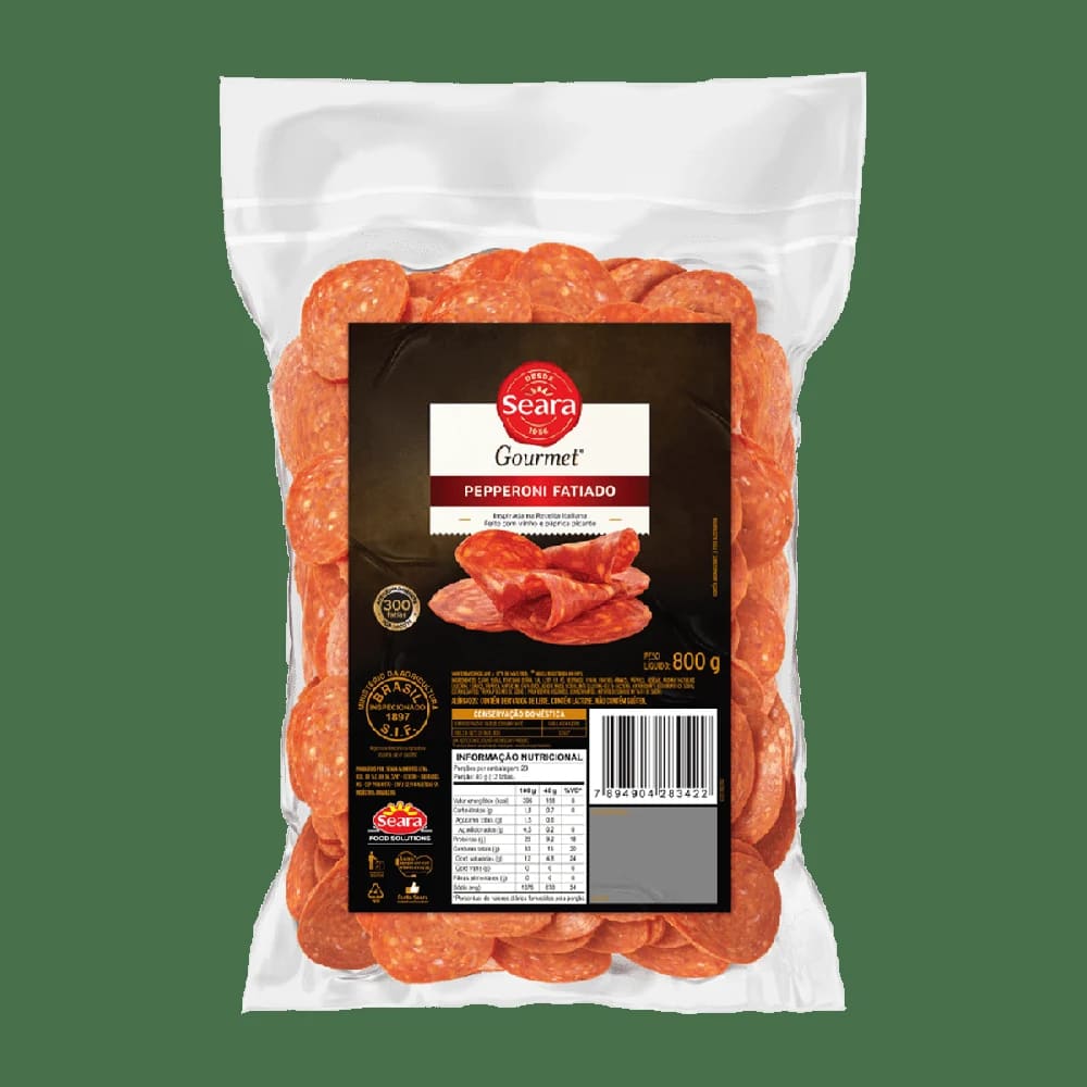 Embalagem de Pepperoni fatiado Gourmet 800 g, Seara